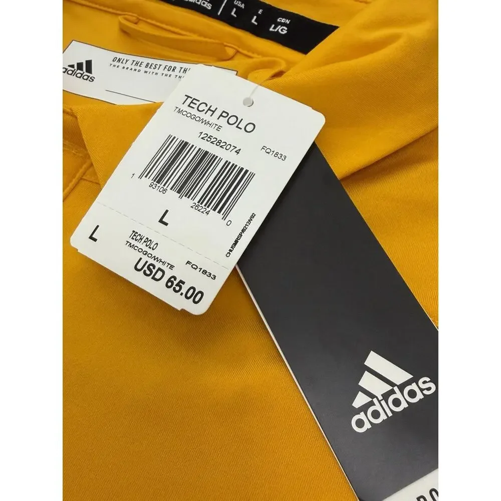 NEW Adidas Golf Mens Large Gold Yellow Tech Polo Aeroready Shirt SS NWT $65